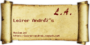 Leirer András névjegykártya